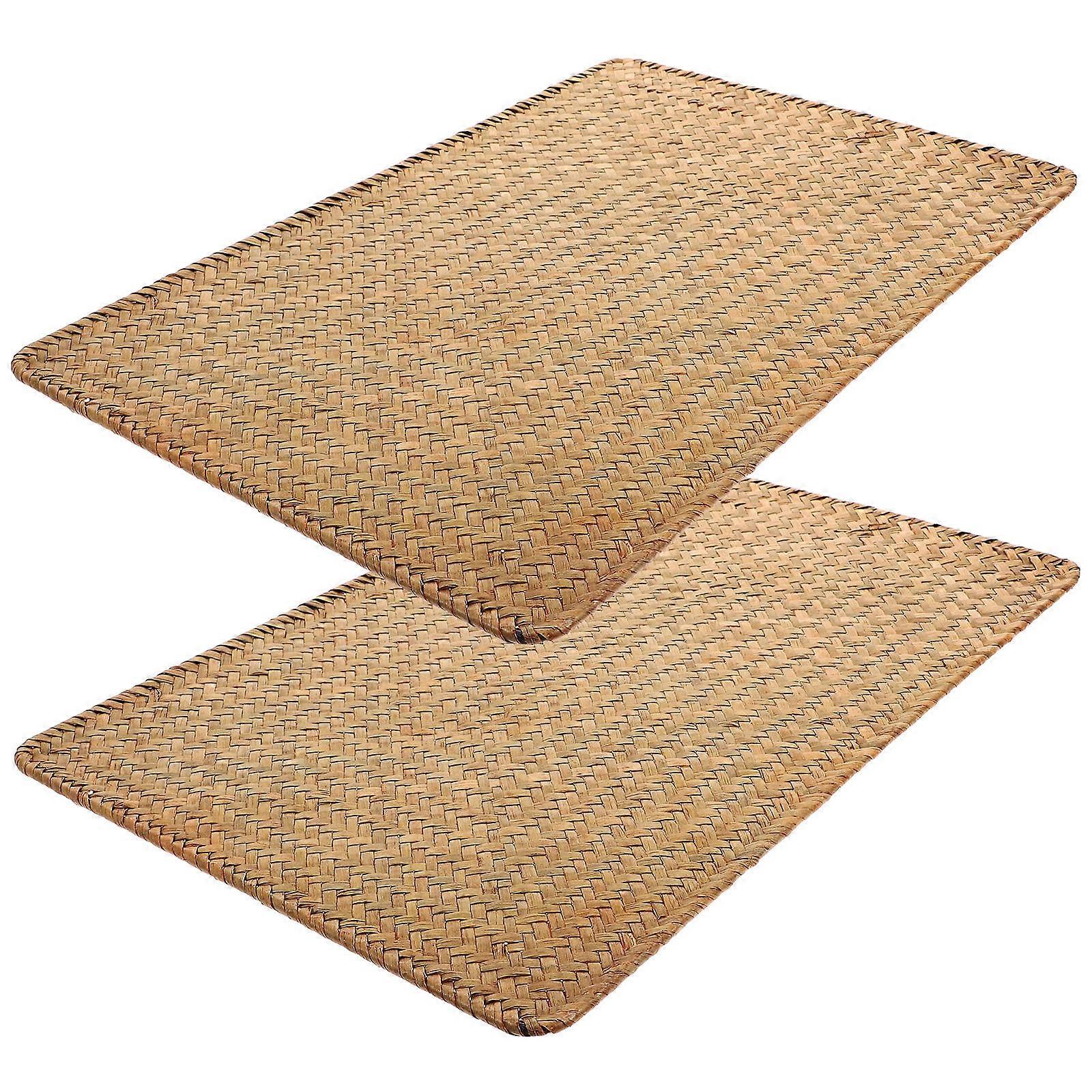 10 Pcs Woven Placemat Rectangular Design for Tea Time Dining Table Scratch Protection Khaki