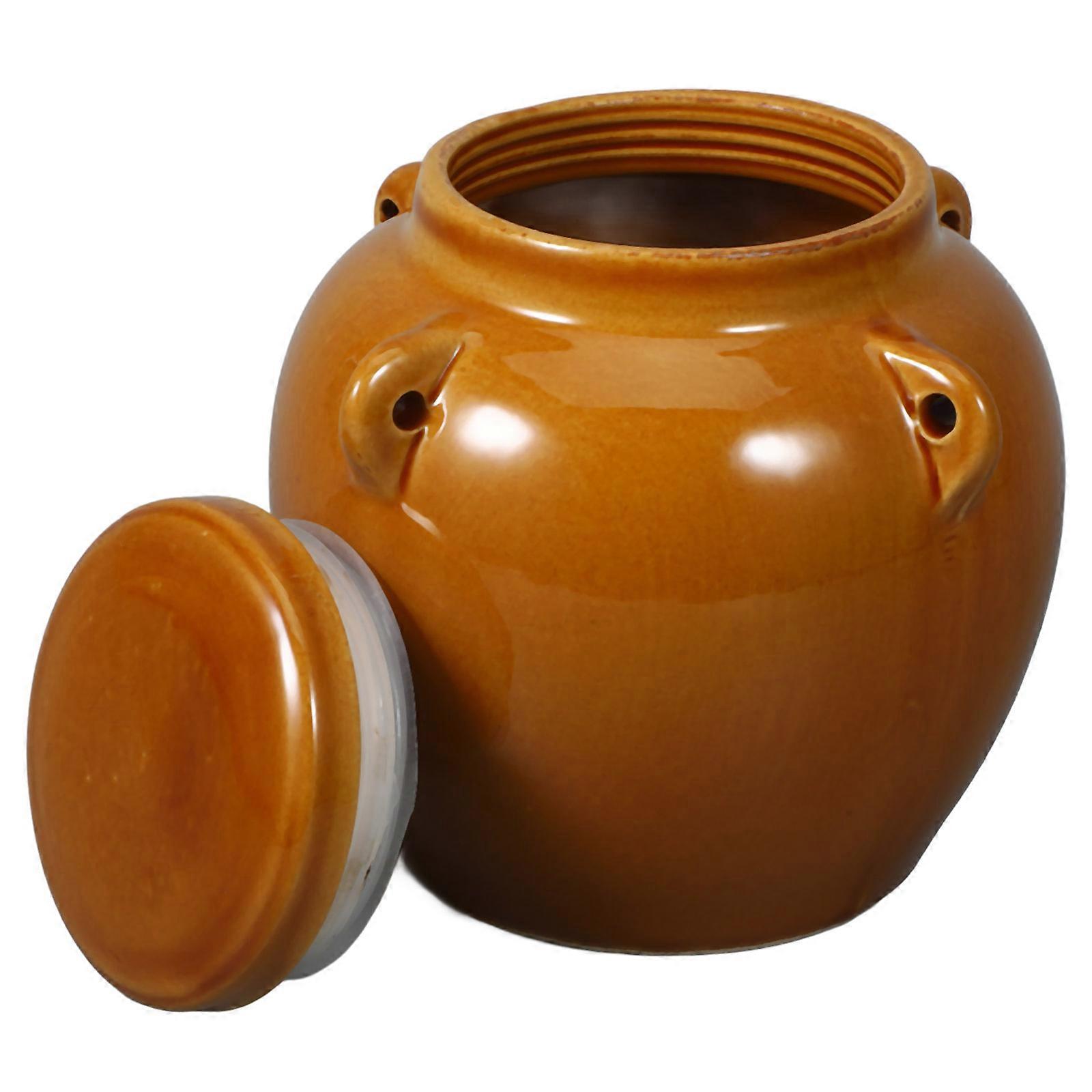 Small Food Jar Ceramic Storage Jar Nut Storage Kimchi Container Traditional Design 1Pack