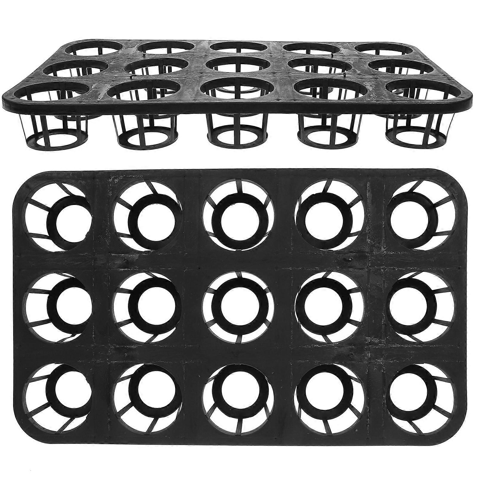 Growing Tray 15 Hole Tray Holder for Planting Use 2Pcs in Black