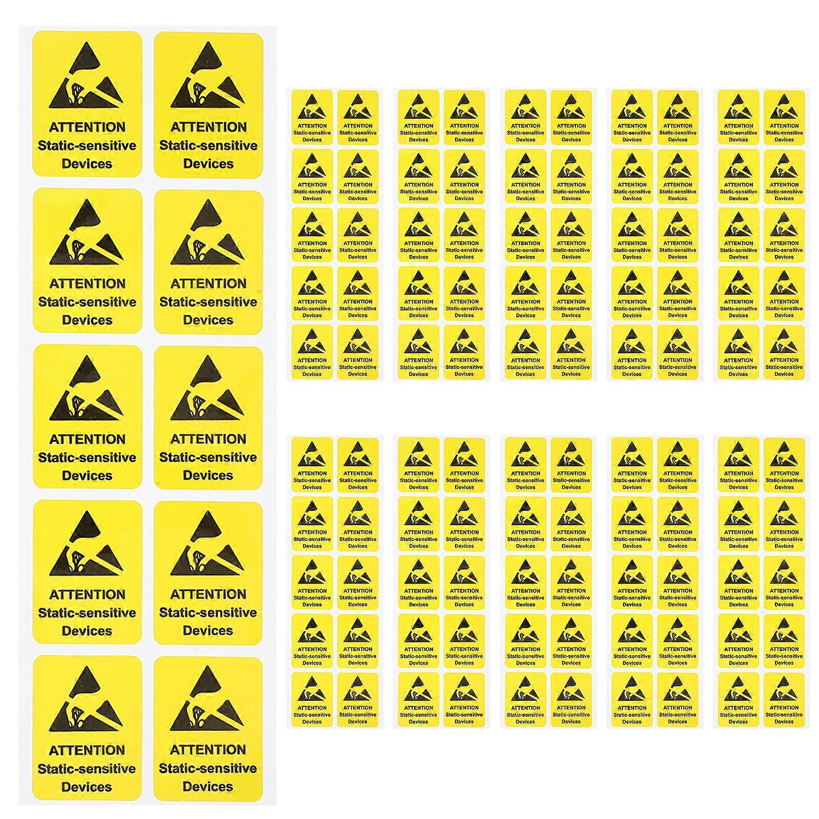 Warning Stickers 160 Pcs For Industrial Use Static Devices Yellow Rectangle Warning Signage