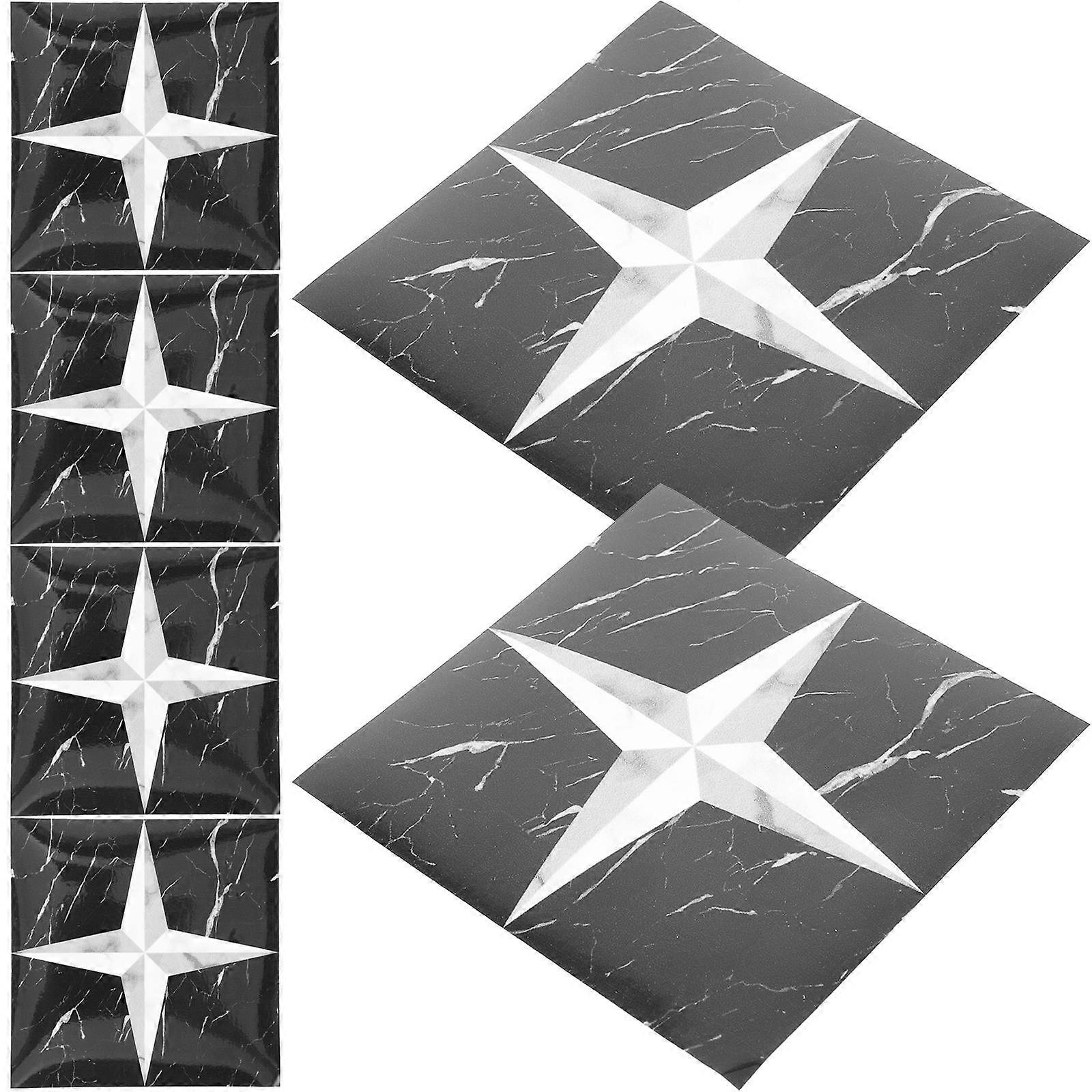 PVC Tile Stickers for Decoration 80Pcs Black Self-Adhesive Marble Pattern