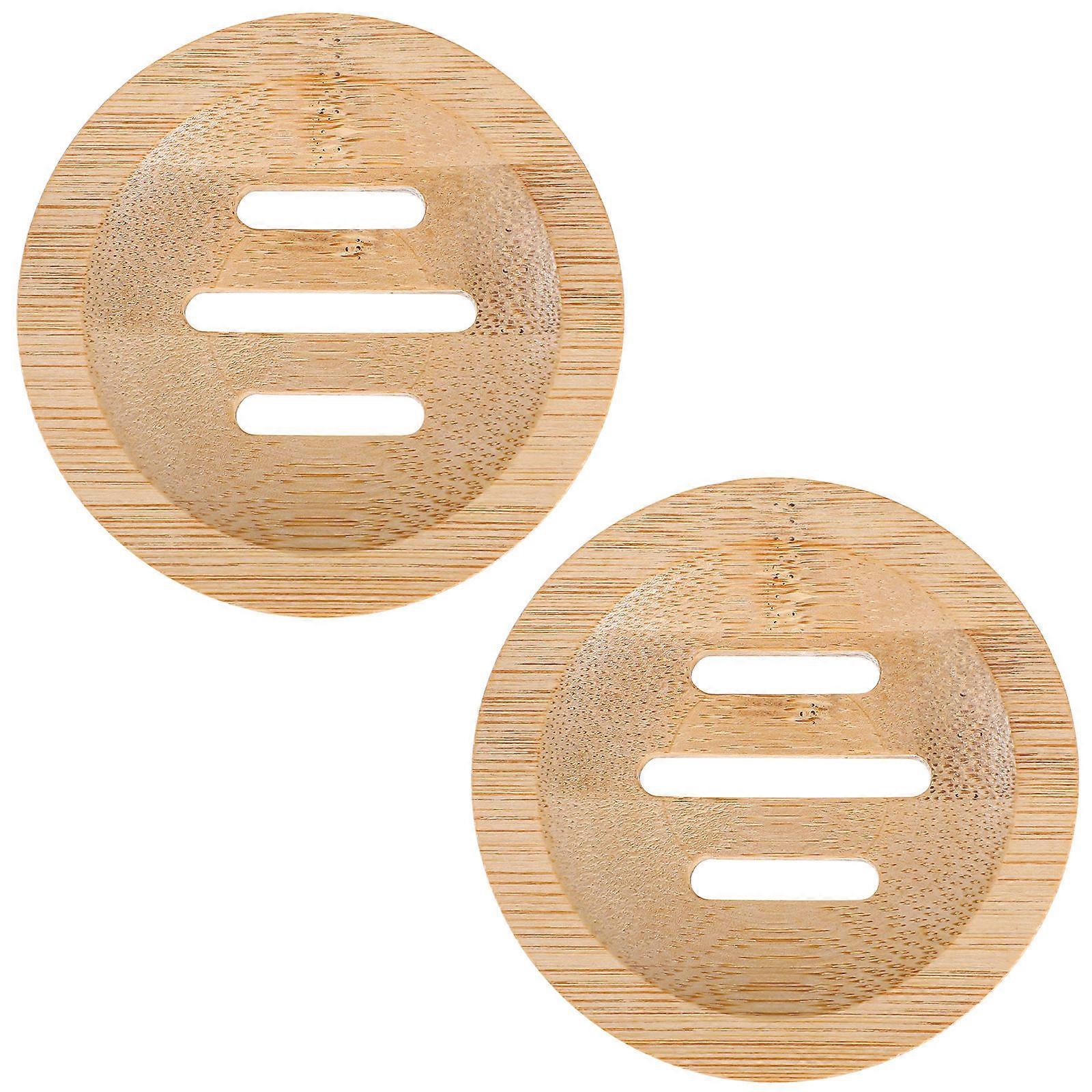 Khaki Bamboo Soap Holder Soap Tray for Storage 6Pcs Bathroom Container
