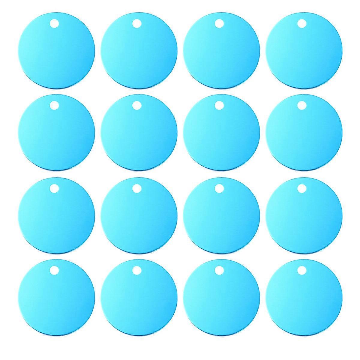 Dog Id Hangings Aluminium Alloy Round Tag for Pets 50Pcs Light Blue