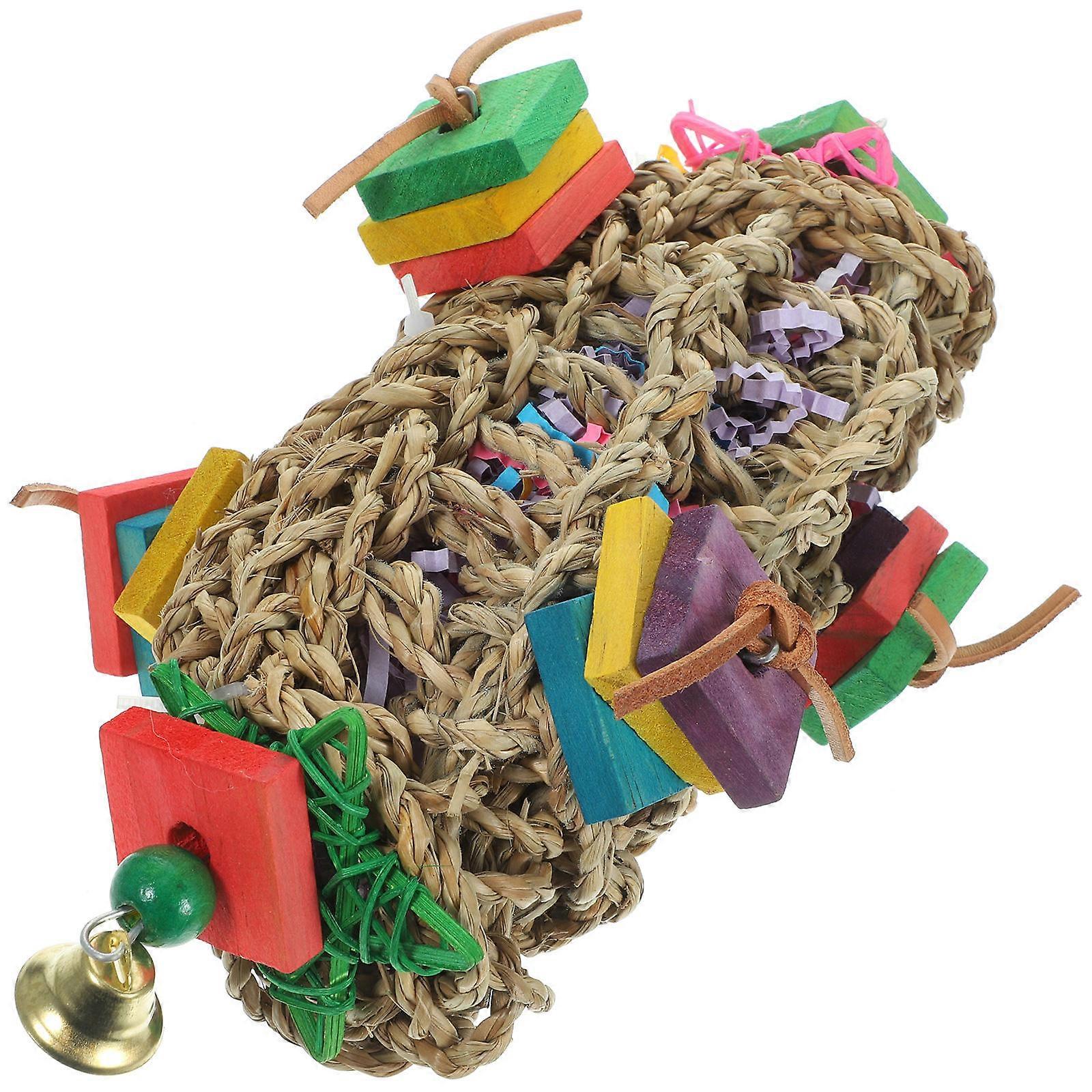Bird Chew Toy Wooden Swing for Parrot Biting 2Pcs Cage Hanging Toy