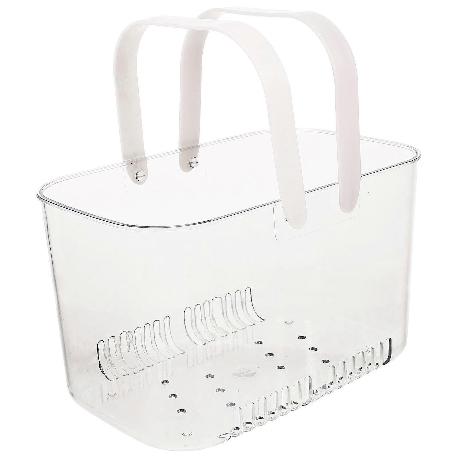 Portable Transparent Storage Basket Multipurpose Bath Basket for Bathroom and Office 1Pack