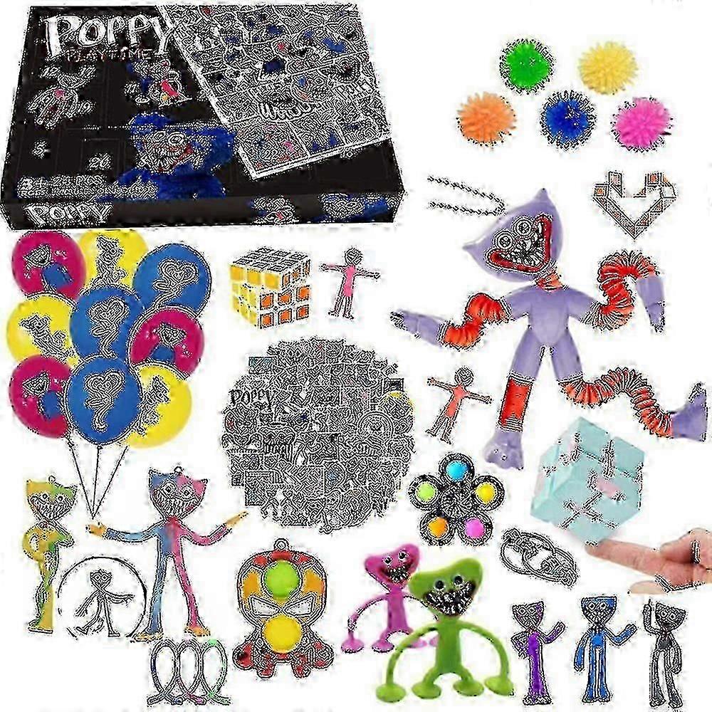 ポピープレイタイムハギーワギーアドベントカレンダー2022クリスマスブラインドボックス24日クリスマスカウントダウンDIYそわそわ感覚玩具キッズギフト-ウキ