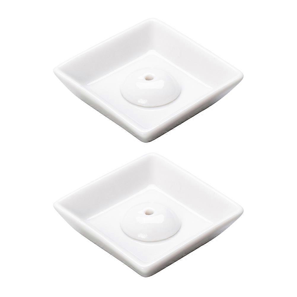 Square Round Ceramic Incense Holder for Home Use 4Pcs -Stick Tray