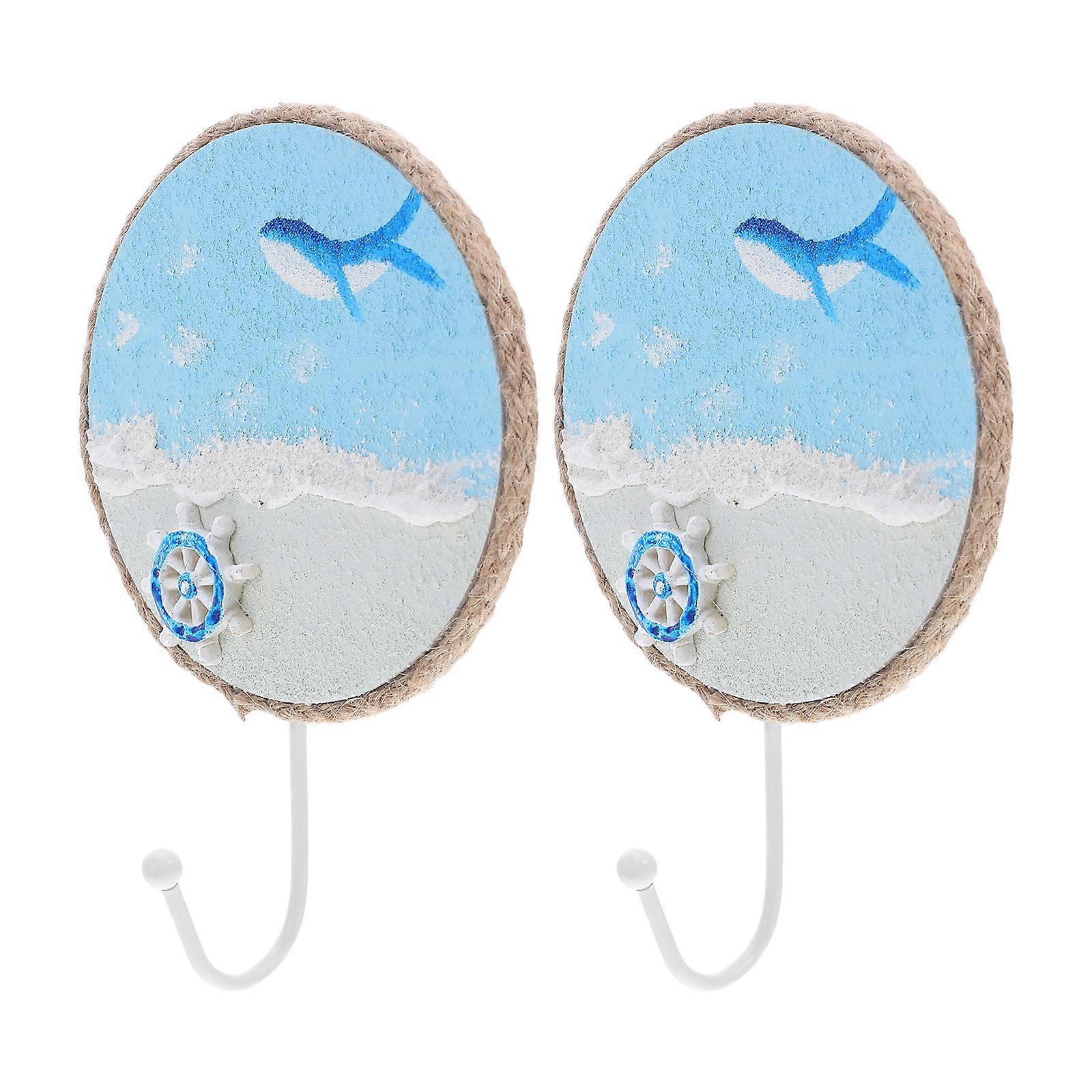 Mediterranean Wall Hooks Iron Set with Decorative Function 6Pcs Nautical Design