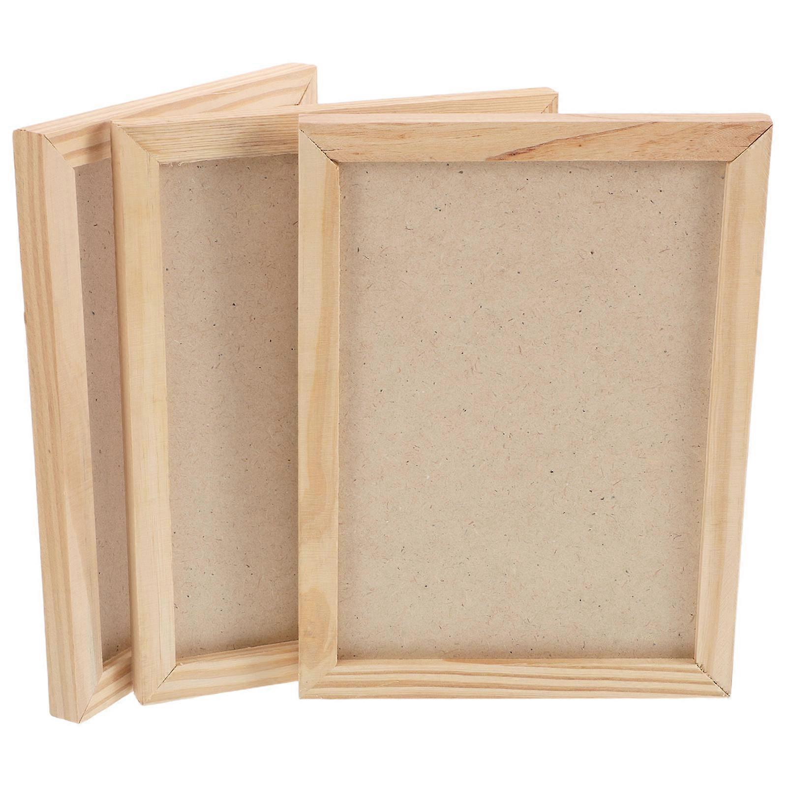 Unfinished Wooden Photo Frames Rectangular Shape Diy Design For Childrens Art Projects Wall Mounted 3Pcs