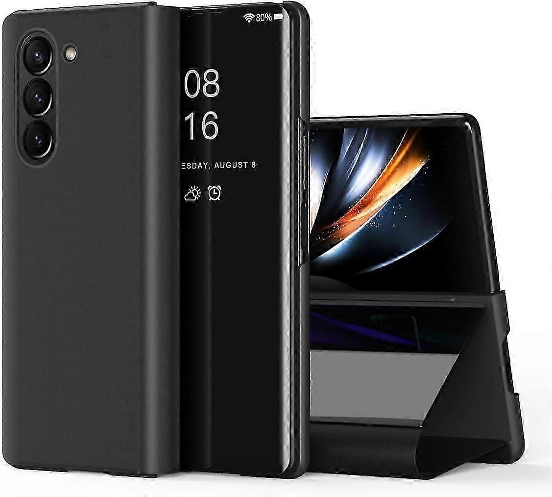 Case for Galaxy Z Fold 6 5G Case Slim Mirror Design Clear View Flip Bookstyle Ultra Slim Protecter Shell with Kickstand Protective Case for Samsung Ga