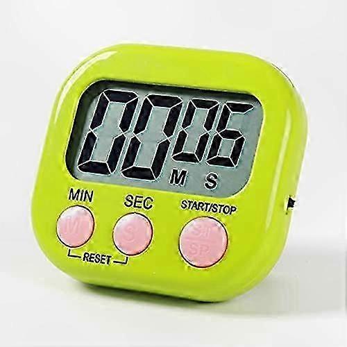 Green Magnetic Kitchen Timer with Large LCD Display, Loud Alarm for Cooking and Study