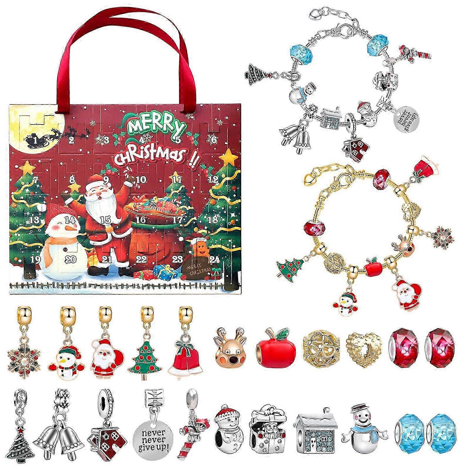 Christmas Advent Calendar Bracelets 2025 for Girls 24 Days Xmas Countdown Calendar DIY Jewelry Making Kit