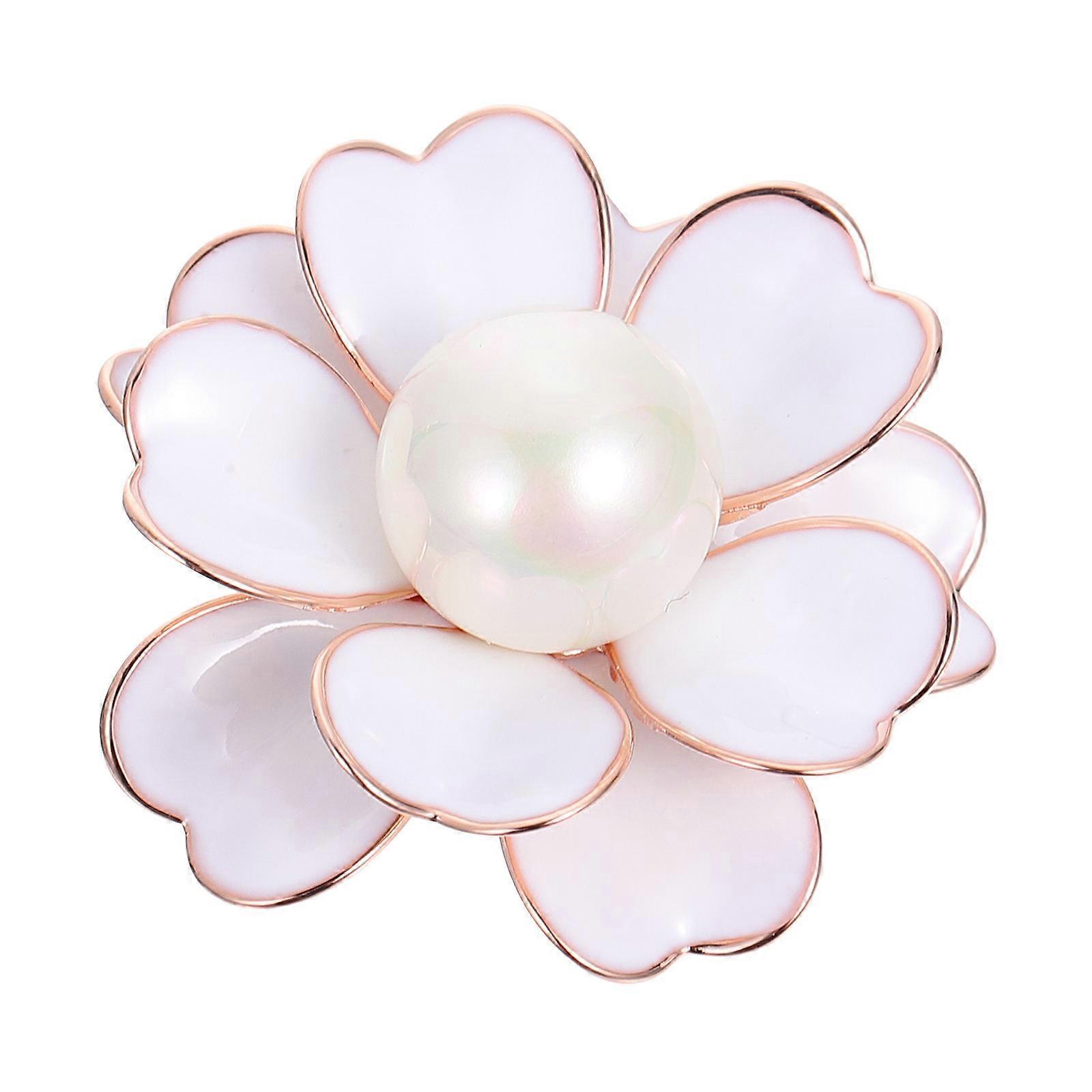 Flower Brooch Collar Button for Decoration 1Pcs White Alloy Accessory