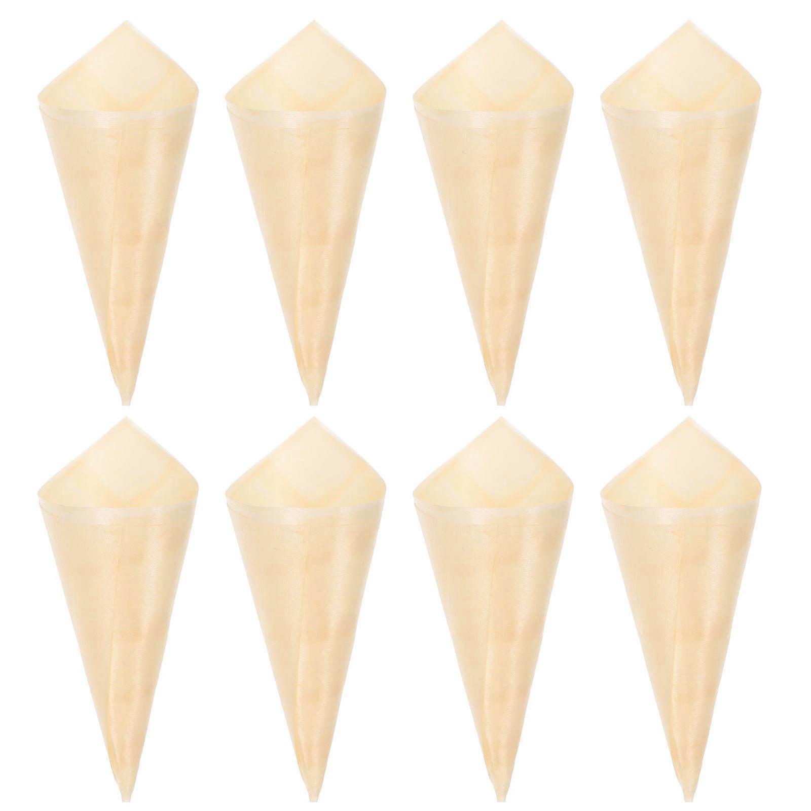 Mini Ice Cream Cones 50Pcs Wood Cones Attractive Cone Shape For Catering 18X7X7CM
