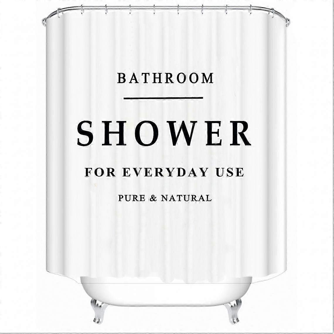 25-26 High End Simple Black And White Letter Pattern Shower Curtain Waterproof Polyester Multiple Size Bathroom Decor | Shower Curtain