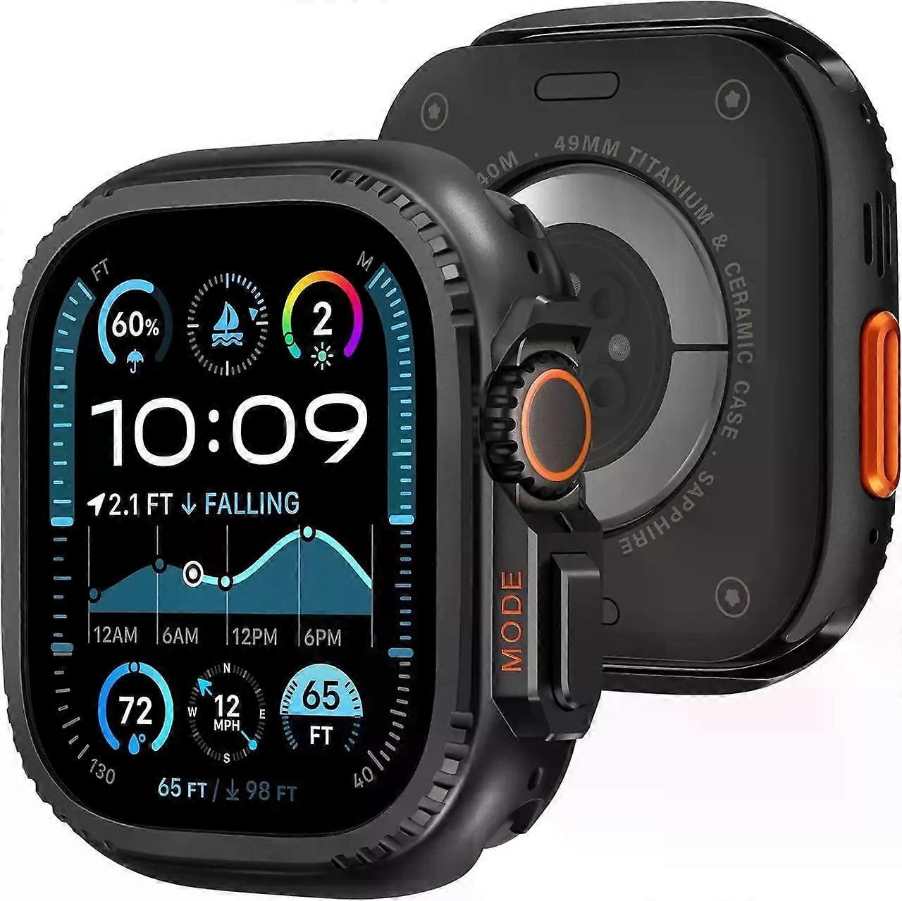2 in 1 Metal Case Compatible with Apple Watch Ultra 2/Ultra 49mm, Rugged Shockproof Metal Bumper Case with Back Cover for iWatch 49mm