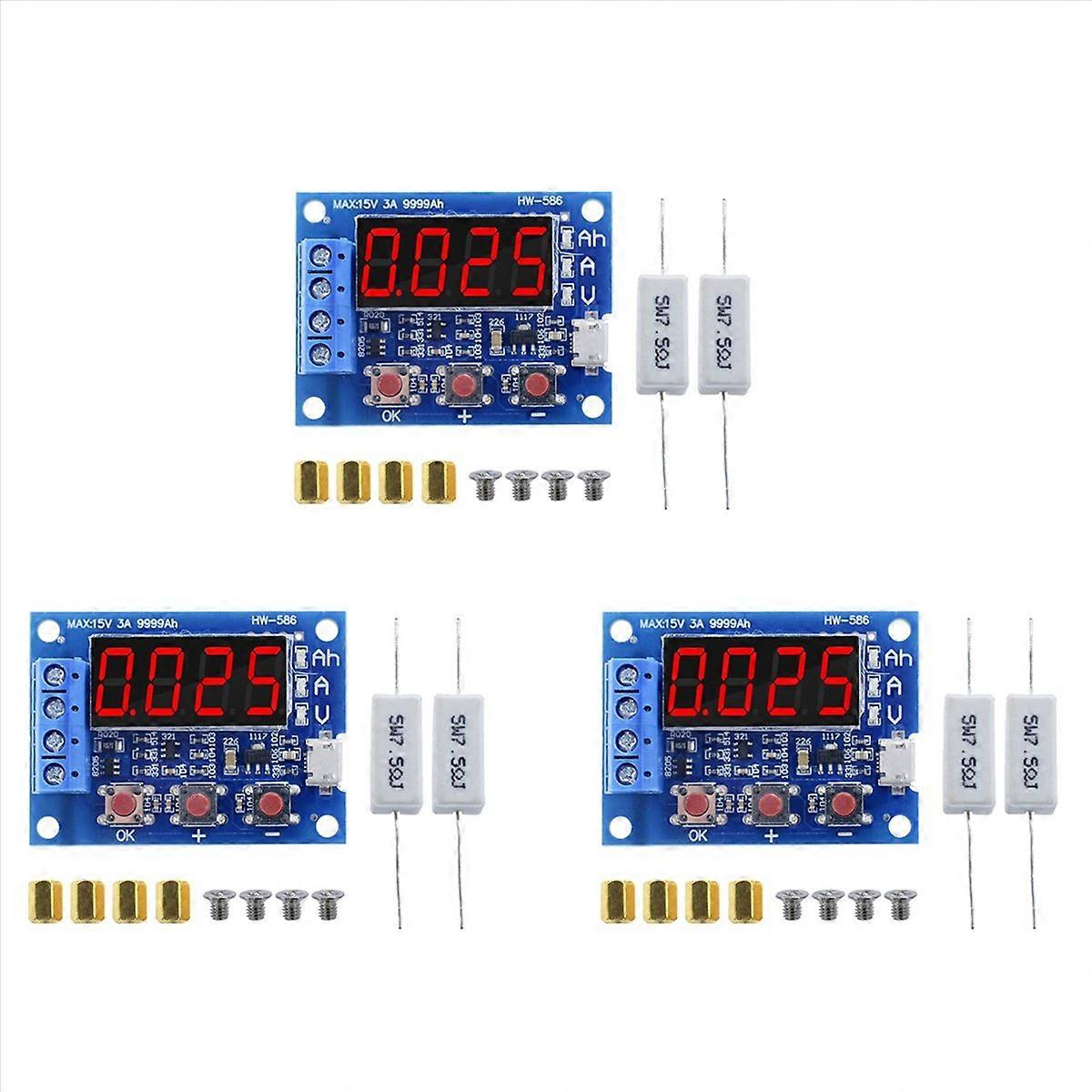 3X 1.2V-12V Battery Capacity Meter Discharge Tester Analyzer 18650 Lithium Ion Lithium Lead Acid Bat
