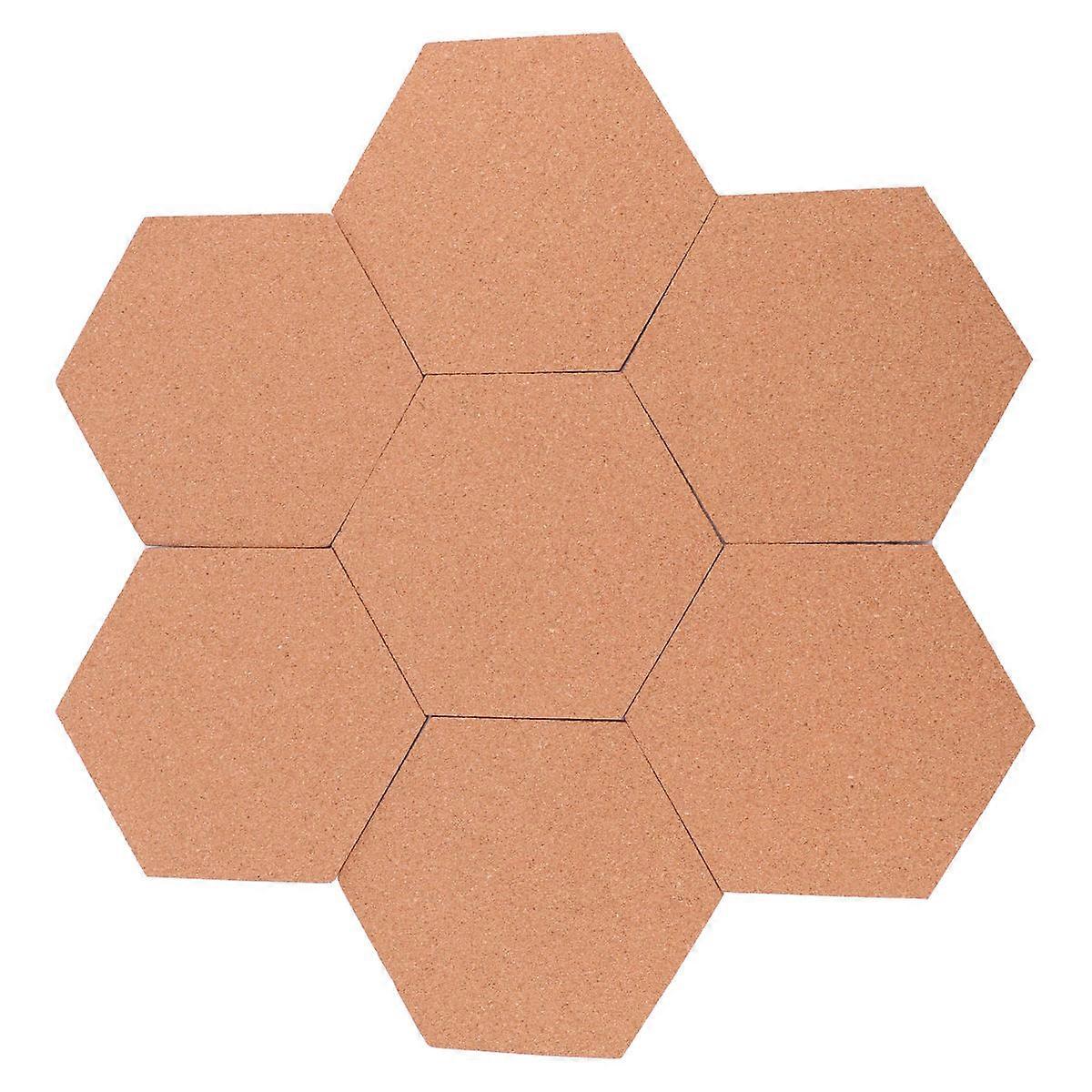 Pin Board Hexagon Cork Tiles for Writing Use 24Pcs Brown Photo Wall Decoration