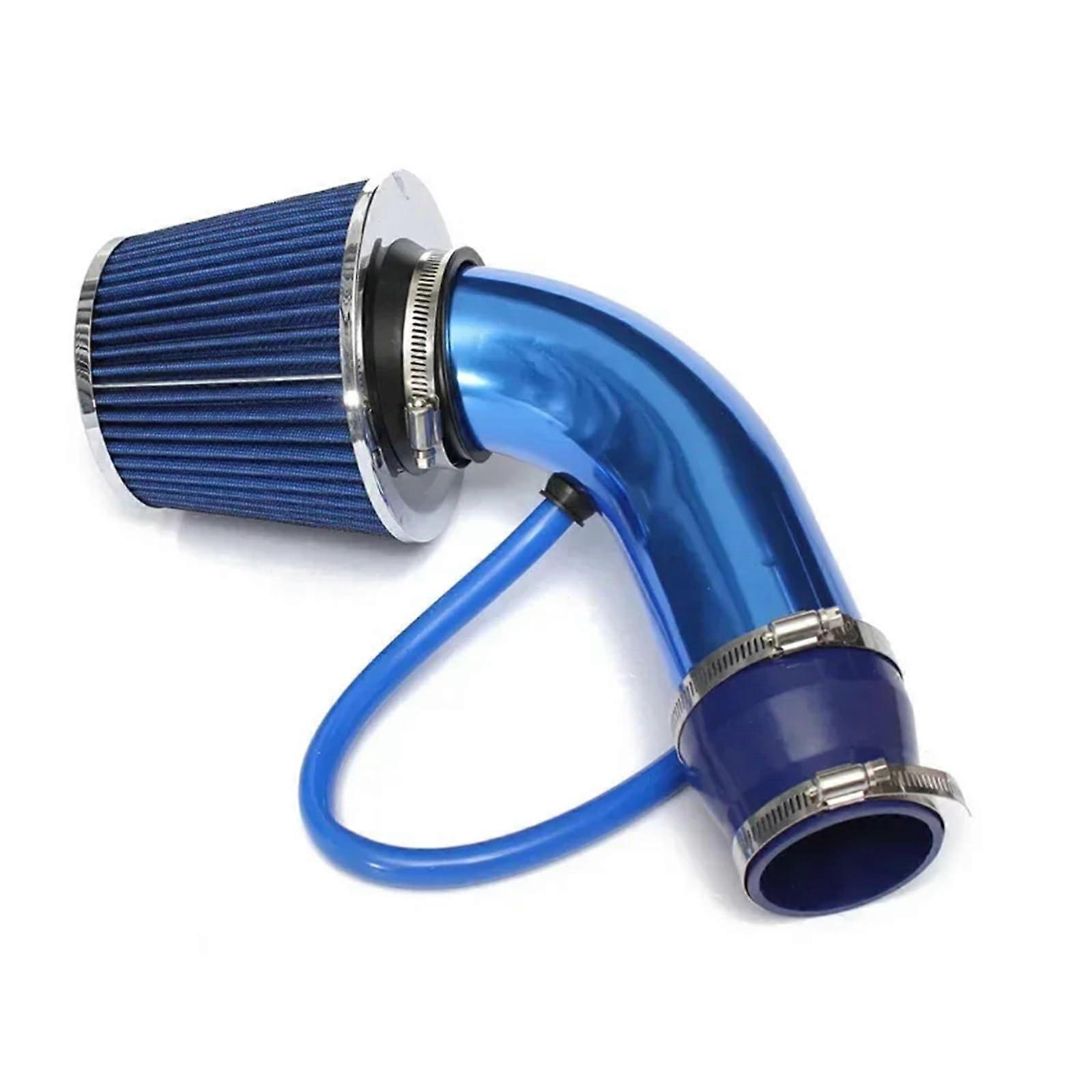 3' 76mm Universal Car Cold Air Intake Filter Aluminum Induction Kit Pipe Hose System Silver Air Intake Hose(Blue) 3Inch