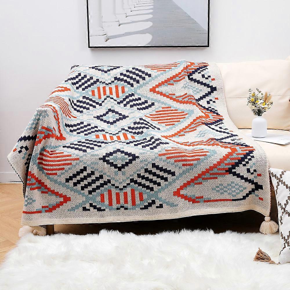 HJ007 110x130cm Boho Throw Blanket Comfortable Sofa Blankets with Tassel Pendant