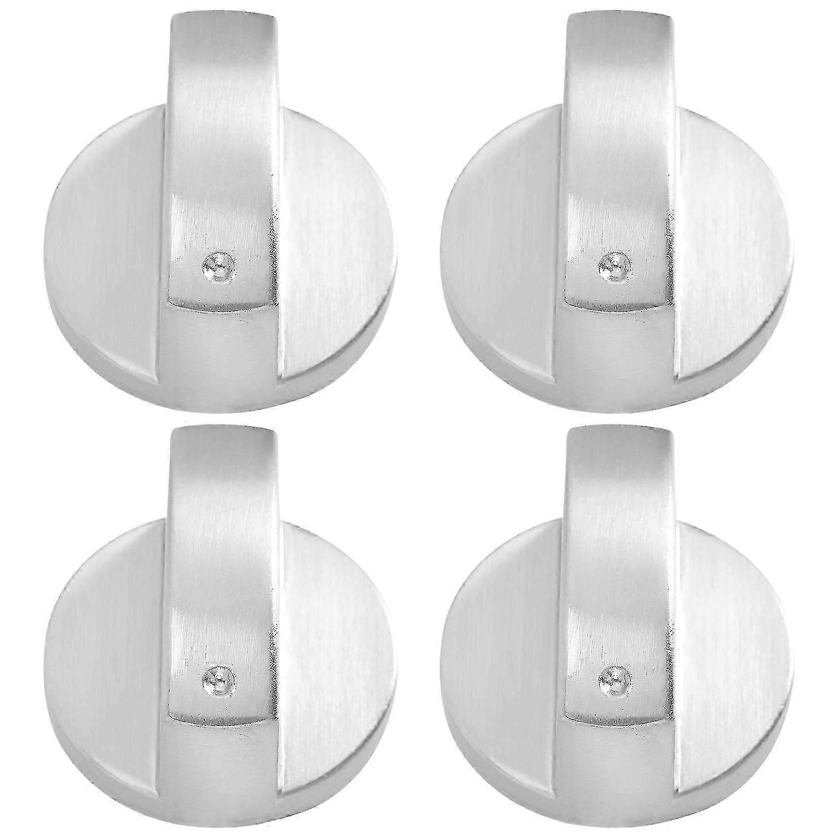 Cooker Knobs, 4pcs Universal 6mm Shaft Silver Stove Oven Control Knobs Zinc Alloy Easy Installation