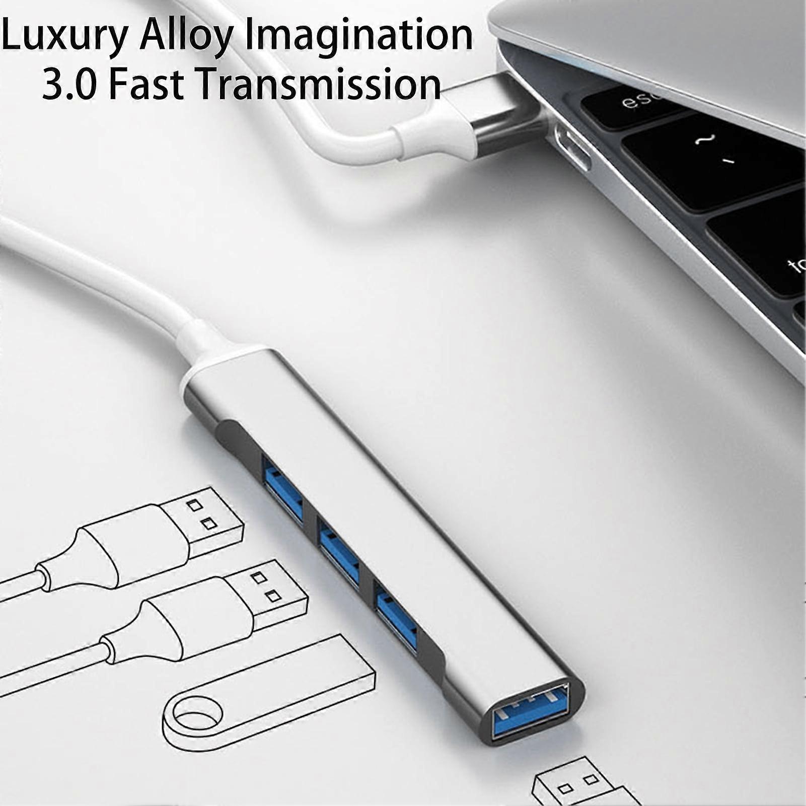 SUSUchens USB Hub 4 in 1, High Speed Type-C USB 3.0 Docking Station, Portable Multi Splitter Adapter for File Transfer, Fast Heat Dissipation