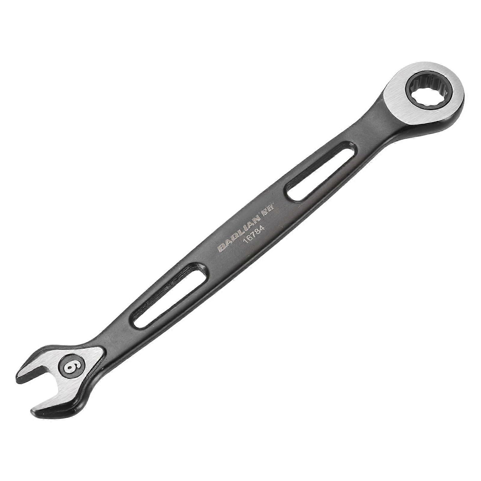 Ratcheting Combination Wrench 9mm Metric 12 Point CR-V 72 Tooth 5° Swing Spanner for Repair