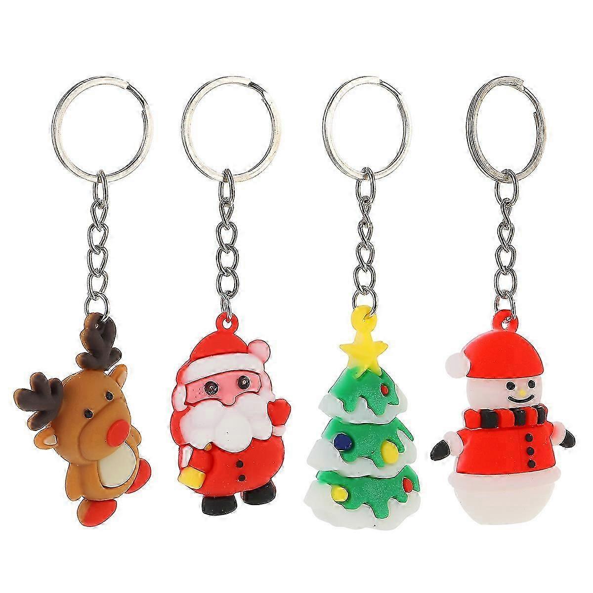8 Pcs Hanging Keychains Reindeer Decorative Bag Key Rings