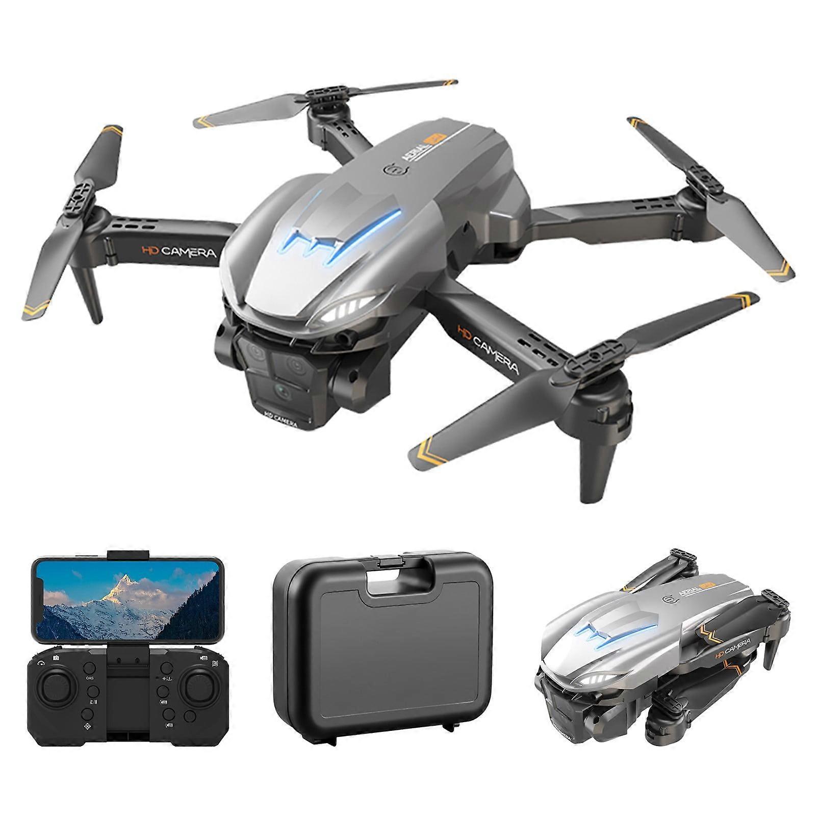 Zeceouar Drone with Camera, FPV Quadcopter with 3 Cameras, Wind Resistance, Headless Mode, Gesture Control, Compatible with RC Drone for Beginners