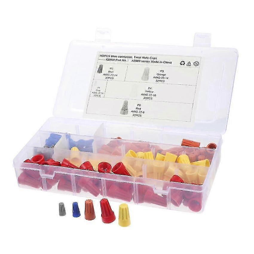 Wire Connector Set 160pcs with Screw Caps for Waterproof Splicing