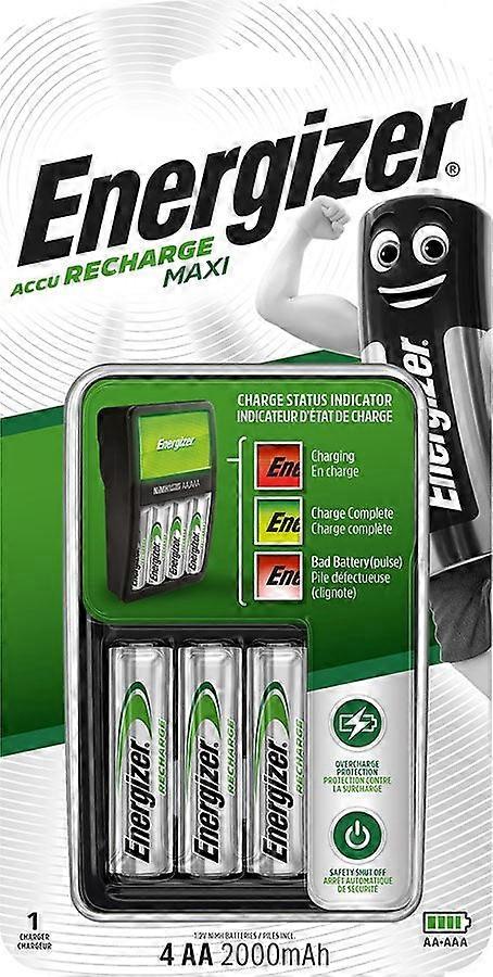 Energizer Maxi Accu Hr6 Pow batterilader + 2 Aa 2000 Mah batterier
