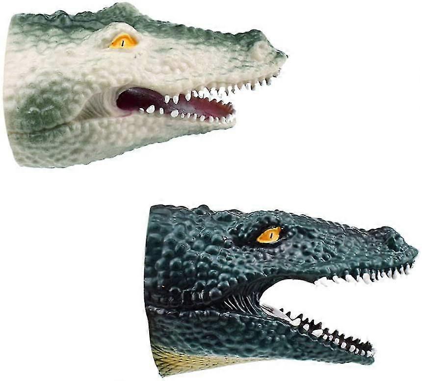 2pcs Animal Hand Puppet Imagination Hand Puppet Animal Teaching Glove Puppet (grey Green)