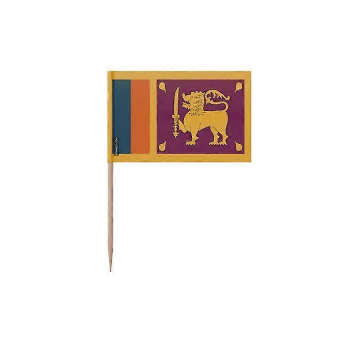 Sri Lanka Flag Toothpicks - 12 cm - 100 pieces - Adhesive plastic - Bamboo stick - Pixelforma