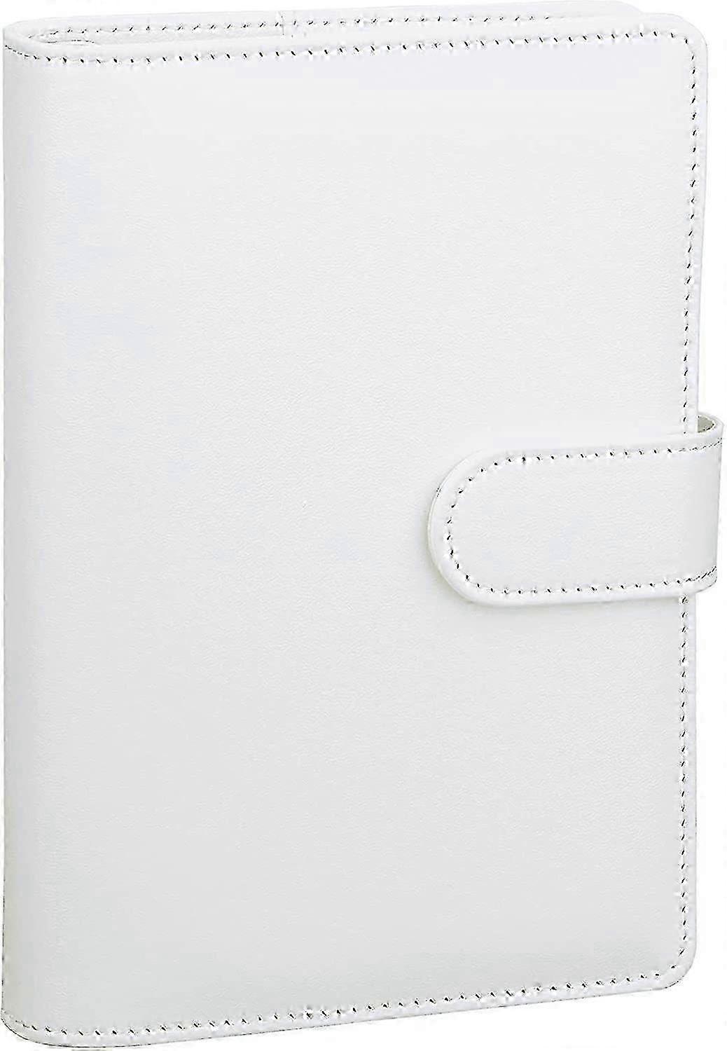 A6 PU Leather Budget Binder Refillable 6 Ring Notebook Binder with Magnetic Buckle, White miao4