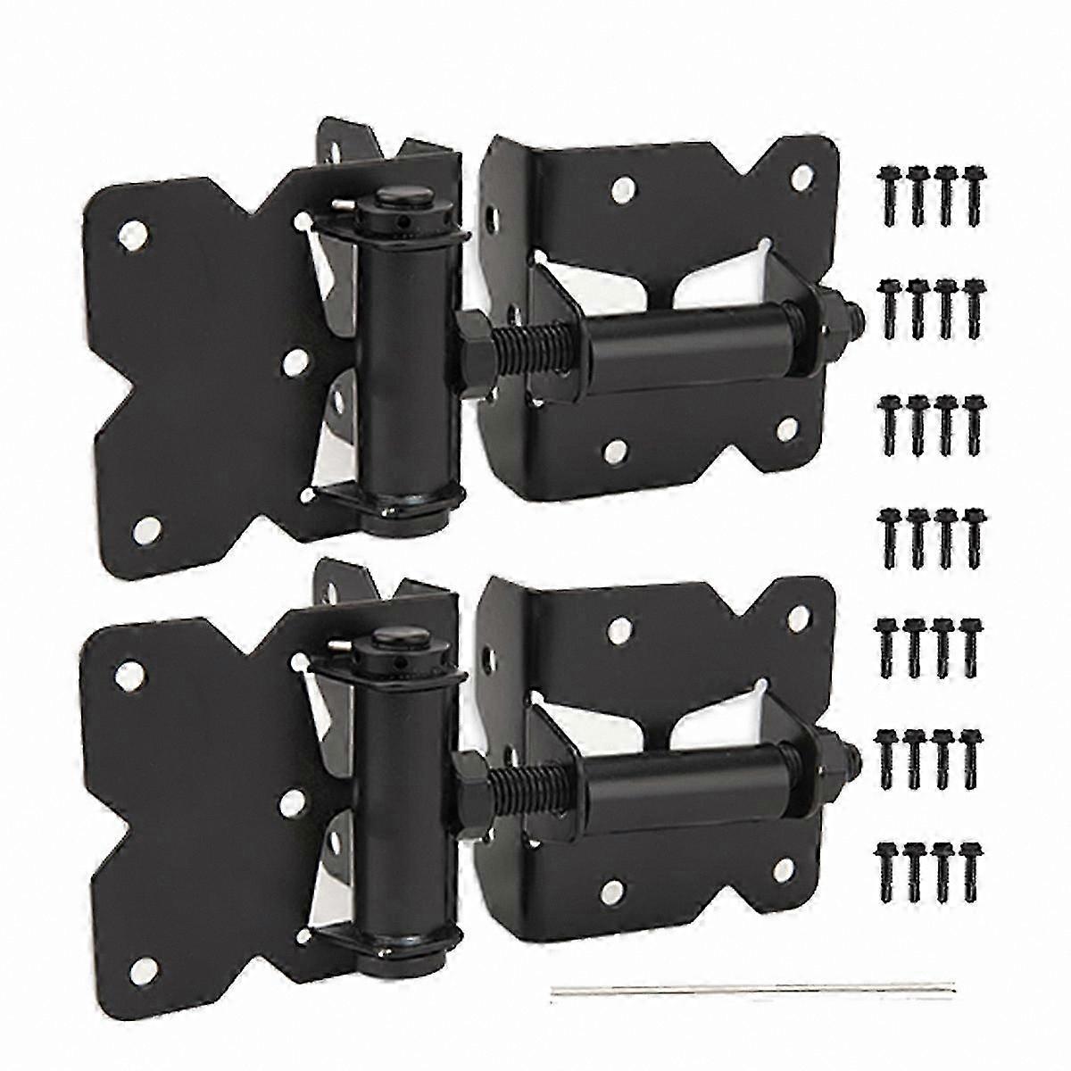 Durable Self-Closing Hinges for Wooden Gates, 90° Adjustable Hardware Kit, 2-Pack