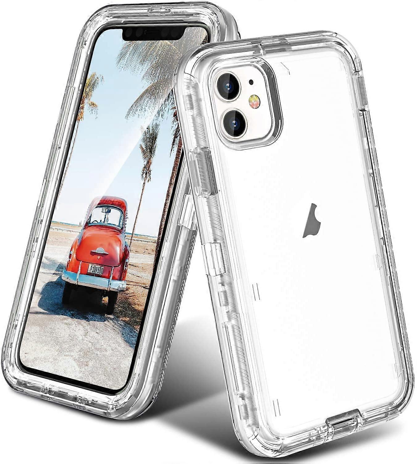 Heavy Duty Shockproof Protection Phone Cases, Anti-Drop, Triple Layer Transparent Protective Cover Compatible with iPhone 14