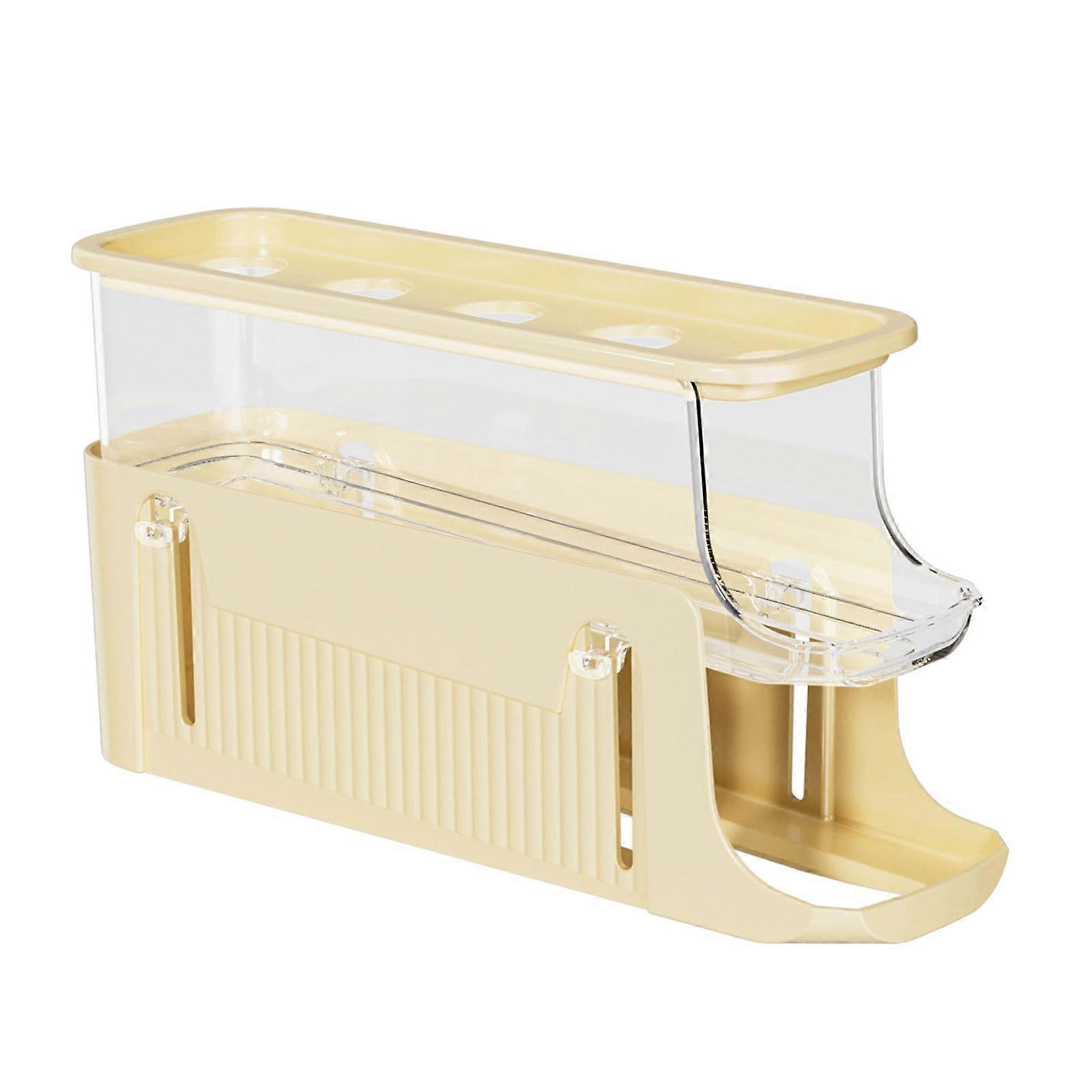 Space Saving Eggs Organization Case Multi Layer Sliding Egg Organizer Automatic Scrolling Eggs Container Cream White