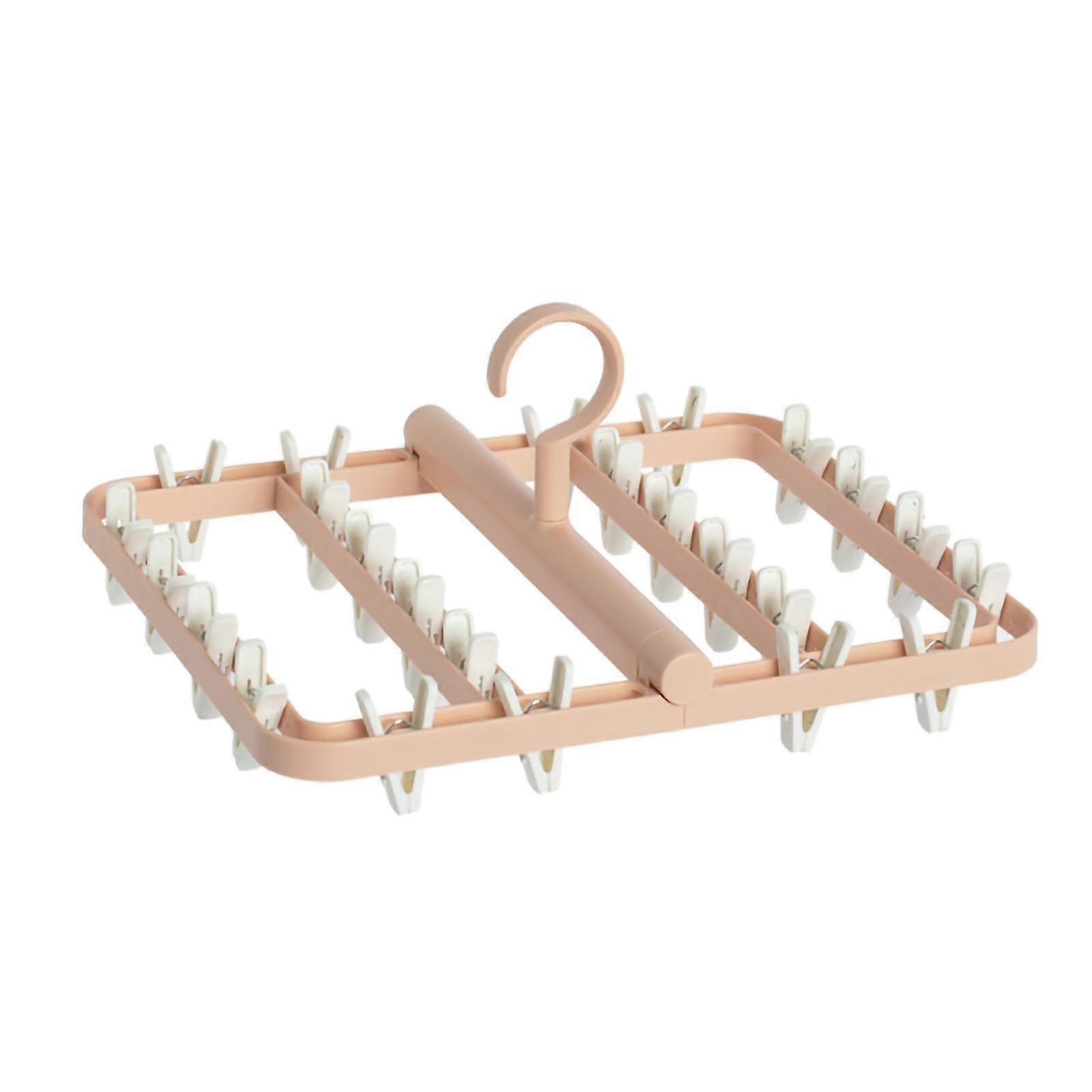 Drying Rack Foldable Matrix Hanging Point 24 Clips Household Drying Rack for Socks Underwear