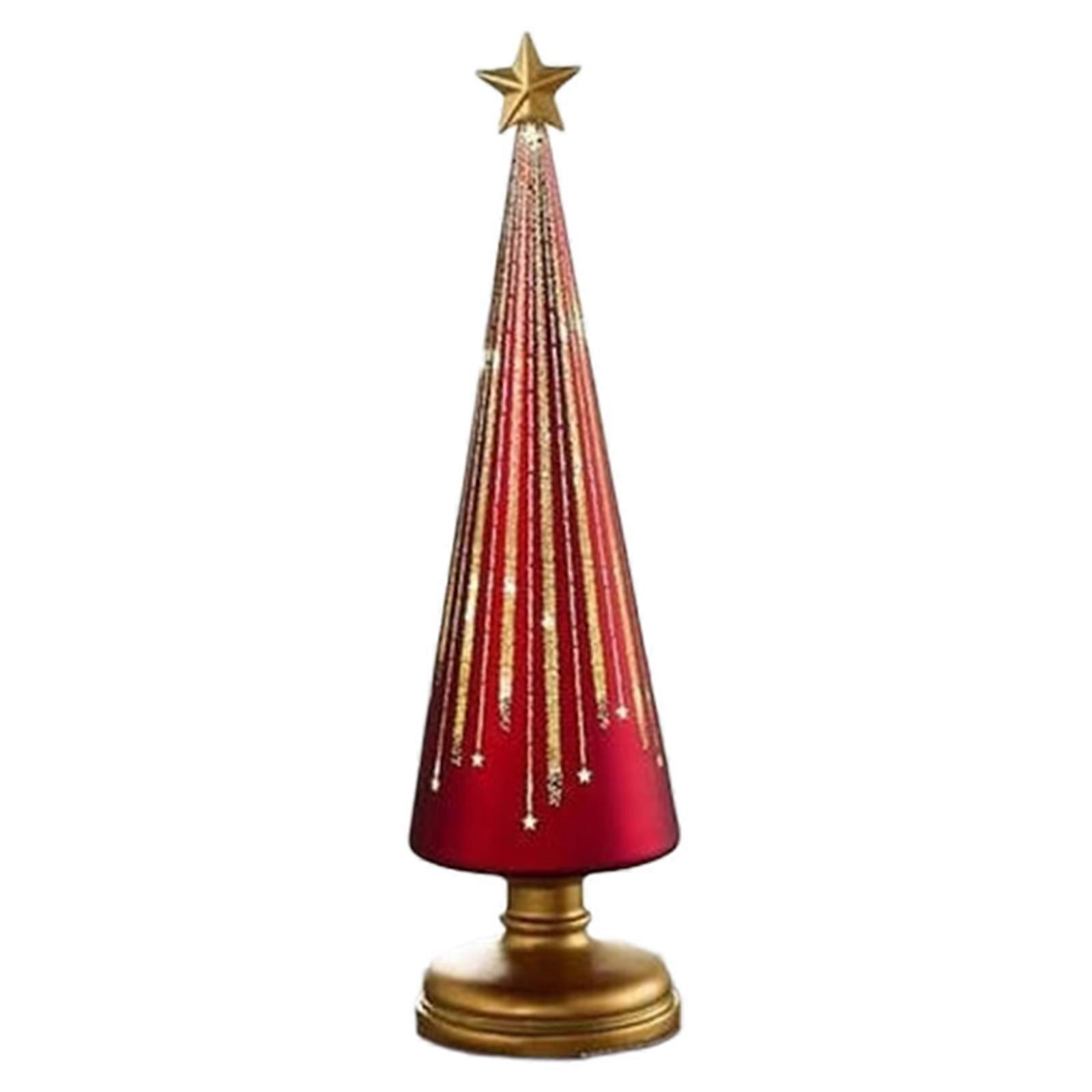 Auto Illuminating Glass Finish Christmas Forests With Three Tone Grade Plan Rechargeable Celebratory Accent  small size Red