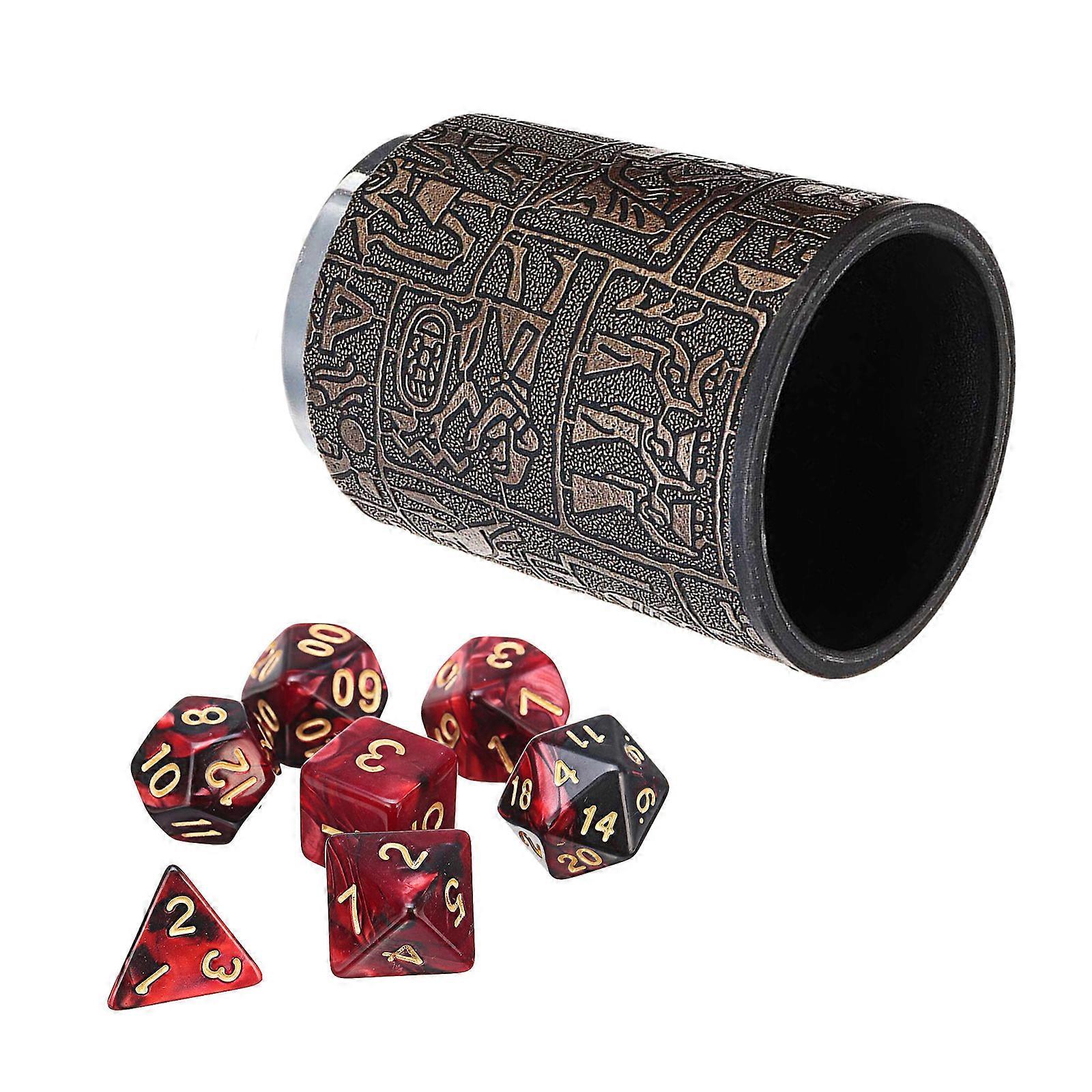 Fashion Leather Dices Cup with Two Color Dices Shaker Cup Hand Shaking Cup for Table Games Entertainment Easy to Use Multicolor