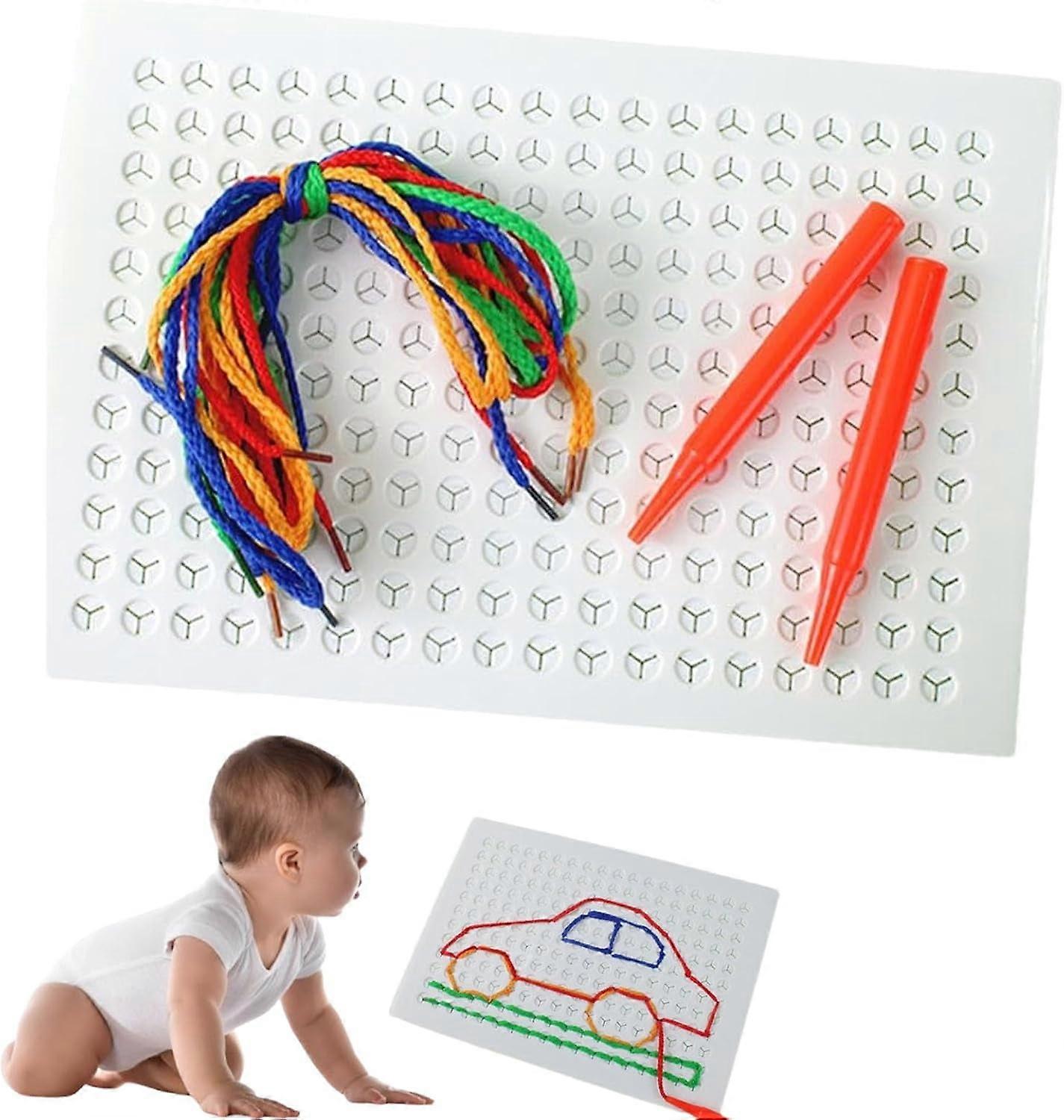 DIY Magic Threading Board for Kids, DIY Children's String Weaving Drawing Board, Threading Board for Kids, Toddler Sewing Kits Ages 2-4