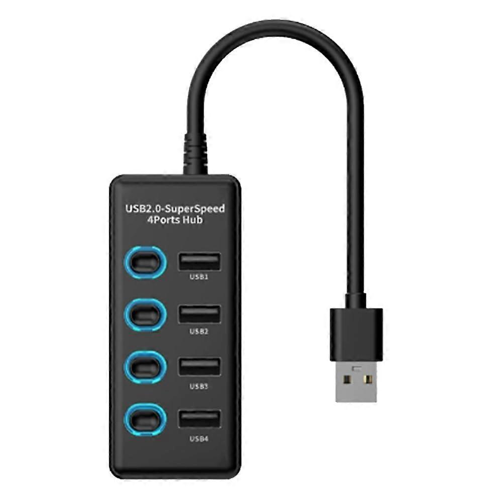 USB 2.0 Hub 4 Port Docking Station with Individual Switch for PC Laptop Charging and Data Transfer