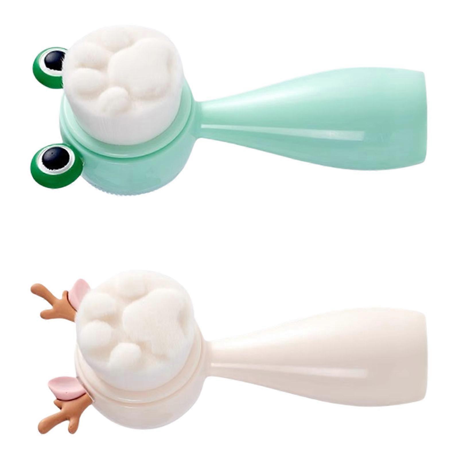 Double Sided Silicone Face Brush With Soft Bristles For Deep Cleansing Exfoliation with Soft Handle Grip Massager Multicolor