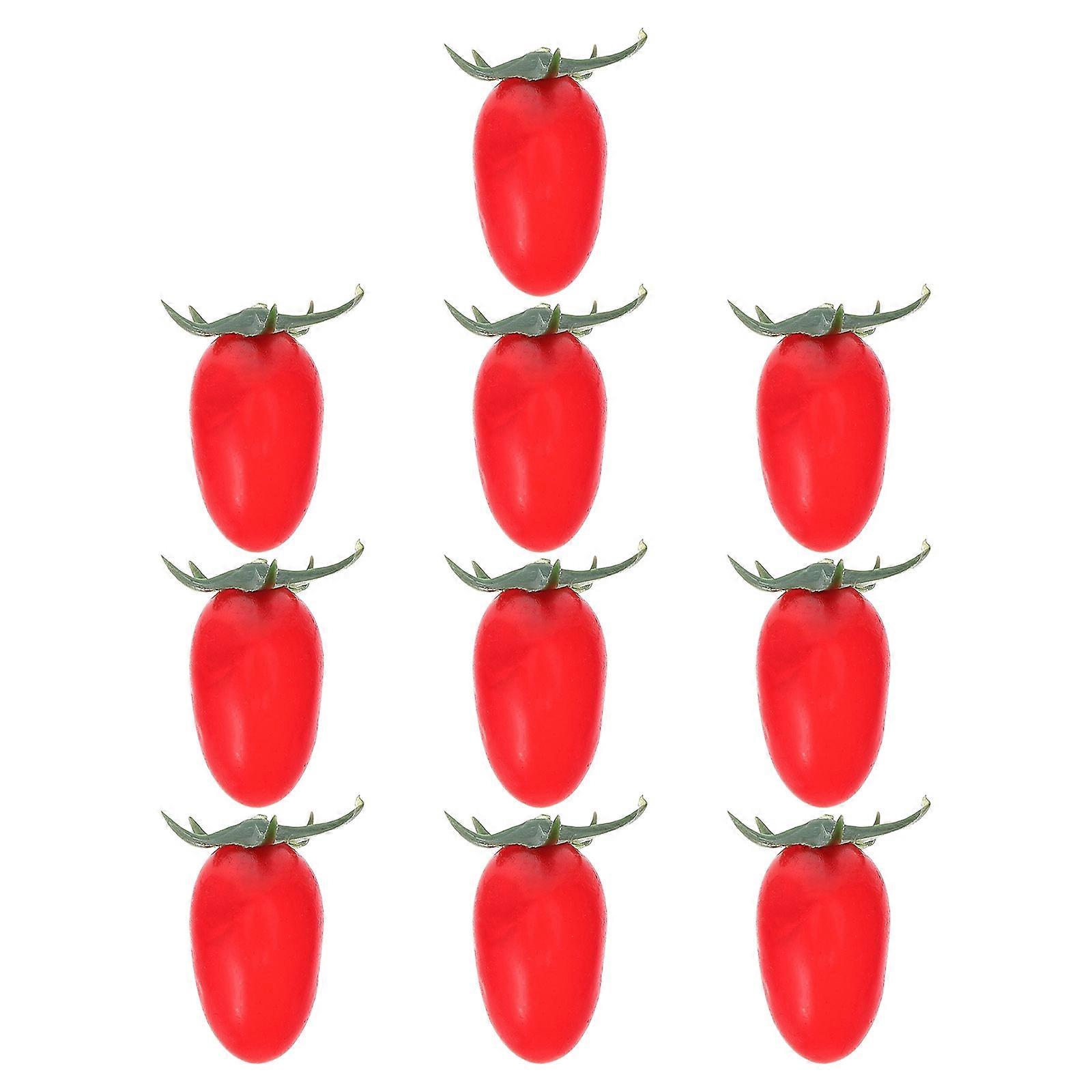 Red Artificial Cherry Tomatoes for Decoration 10Pcs Lifelike PVC Models