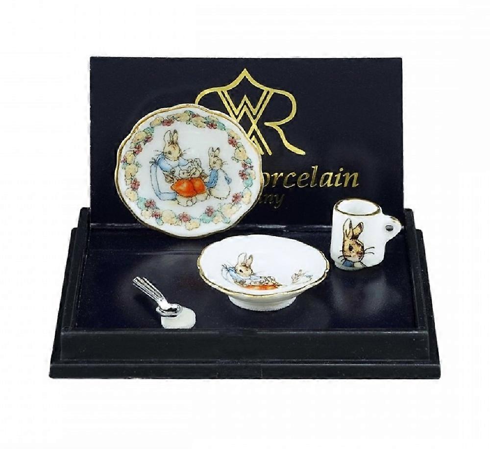 دمى البيت بيتر أرنب عشاء الحضانة تعيين Reutter الخزف التبعي 1:12