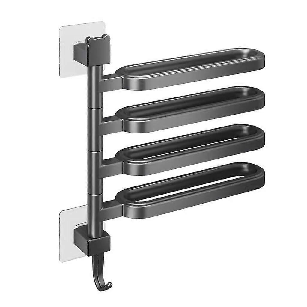 Wall Mounted Towel Rack with 180° Rotating 4 Arms, Swing Towel Bars for Bathroom or Kitchen