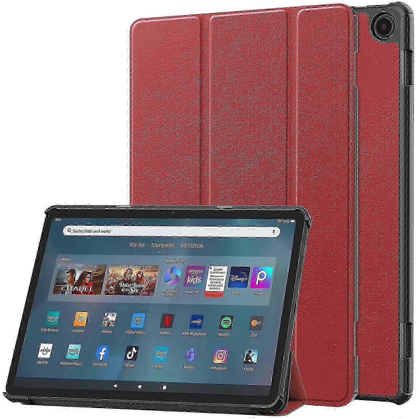 For Amazon Fire Max 11 Custer Pure Color 3-Fold Holder Smart Leather Tablet Case For Amazon Fire Max 11 2025