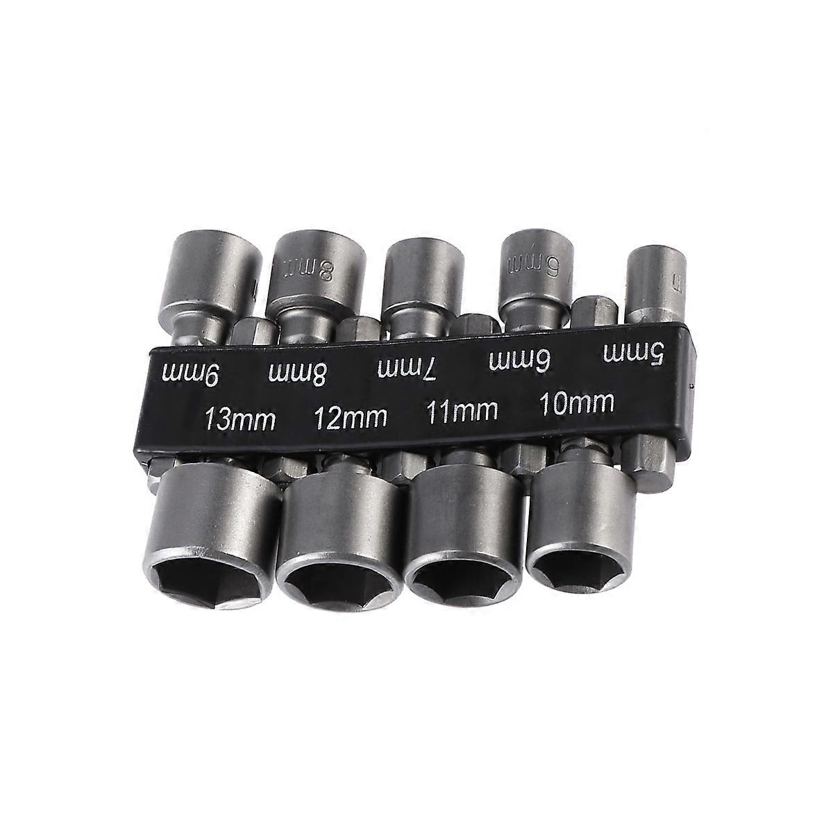 9 PCes 5-13mm Imperial Socket Nut Impact Driver Adapter Drill Bits 1/4 polegadas Hex Tool Set Nut Driver Socket Bit Set