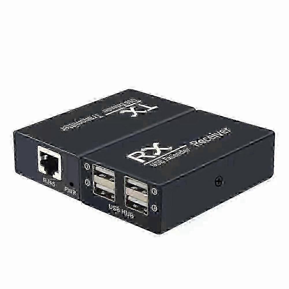 USB 2.0 Extender Hub 4-Port USB Over Ethernet Cat6 | 60M/200M Transmission for Keyboard & Mouse