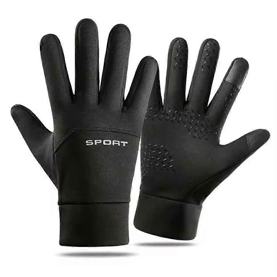 Windproof and Waterproof Outdoor Gloves Touch Screen Thumb and Index Finger Fingertips Warm Gloves for Running Cycling